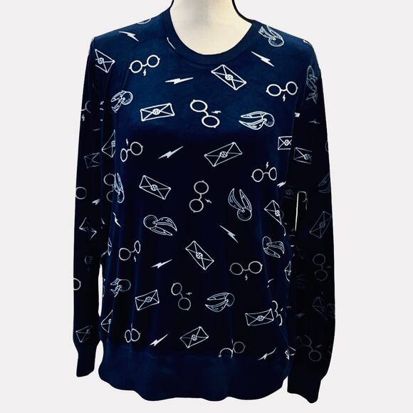 Harry Potter Women's Velour Crew Neck Sweatshirt Size L - Picture 1 of 4